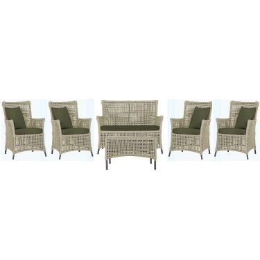 Imagem de Jogo Sofá 4 Poltronas E Mesa Igapó Preta E13 Trama Original Rami