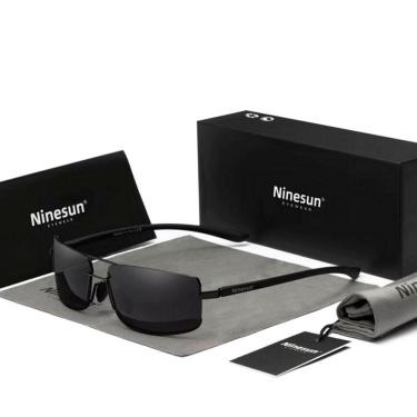 Imagem de Óculos De Sol Polarizados Masculino Moldura Quadrada Classico Protecao Uv400 Preto