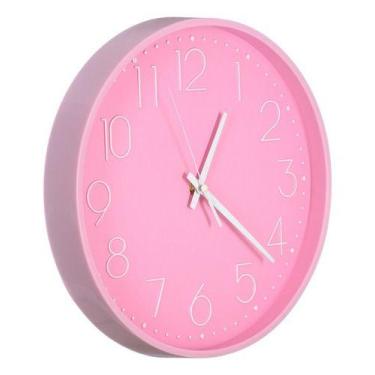 Imagem de Relógio De Parede Decorativo 30 Cm Silencioso Quarto / 433 - PGB, Rosa