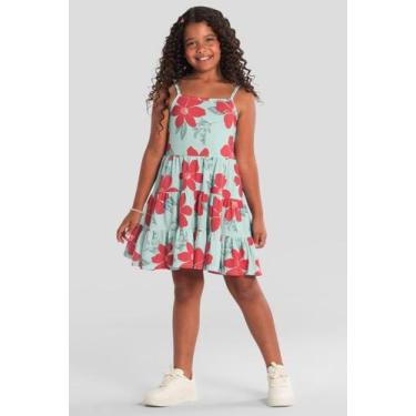 Imagem de Vestido infantil menina de flores colorido Brandili -Verde, Verde, 8