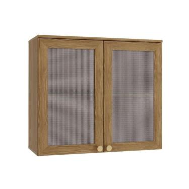 Imagem de Armário Aéreo Cozinha Modulado Botanic M633 Com 2 Portas Com Tela 80cm Nogueira - Kappesberg