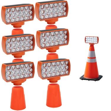 Imagem de Sinalizador Solar Viario Kit 6 Duas Cores Seguranca Noturna Alerta Obra Avenida Rodovia Alerta Estrada Transito