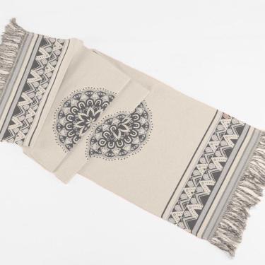 Imagem de Peseira Decorativa Turin Com Franja 58% Algodão / 42% Poliéster - Mandala Marinho