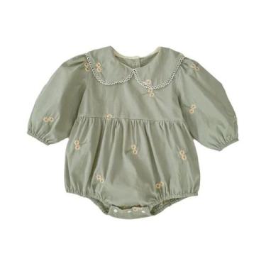 Imagem de Macacão De Algodão Para Bebê Menina Estilo Coreano Com Bordado E Estam