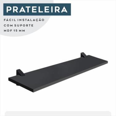 Imagem de Prateleira MDF decorativa 60x20cm Flutuante com suporte - pratk, preto