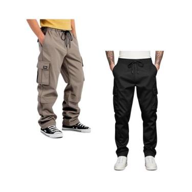 Imagem de Kit 2 Calça Cargo Masculina Jogger Skatista Street Confortável Linha P