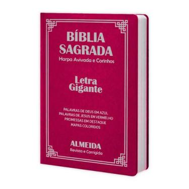 Imagem de Biblia Sagrada Letra Gigante Luxo Popular - Pink - Com Harpa - Mulher 
