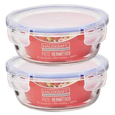 Imagem de Kit 2 Potes De Vidro Redondo Tampa Hermética 720ML Alimentos - HAUSKRA