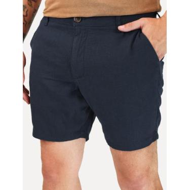 Imagem de Bermuda Reserva Masculina Casual Linho Azul Marinho Tamanho Calças:40