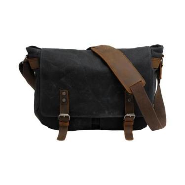 Imagem de Bolsa De Ombro Masculina Vintage Em Lona Encerada Grossa, Bolsa Transv