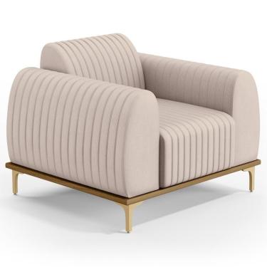 Imagem de Poltrona Decorativa Base Gold Molino D06 Suede C-309 Bege