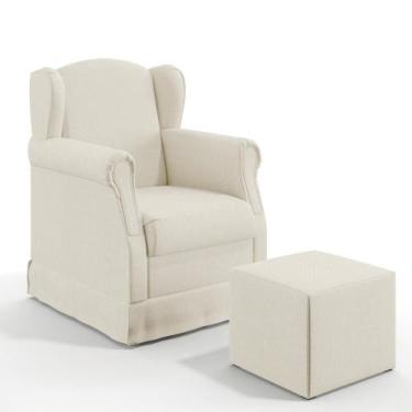 Imagem de Poltrona E Puff Elisa P02 Linho Champagne - LYAM DECOR