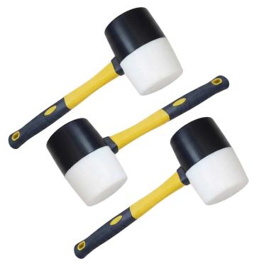 Imagem de Martelo Borracha Kit 3 Uni Ladrilho Taco Montagem Manutençao Marreta Assentar Piso Ergonomica Reparo Moveis Resistente