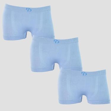 Imagem de Kit 3 Cuecas Infantil RP Sem Costura Lisa Poliéster, 3 azul, P