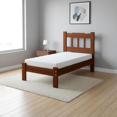 Imagem de Cama De Solteiro Em Madeira Maciça Com Colchão