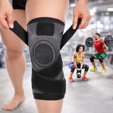 Imagem de Joelheira de Compressao Esportiva Unissex, Suporte Ortopedico para Joelho, Corrida, Caminhada, Academia, Crossfit, Futebol e Volei PRETO