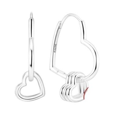 Imagem de Brincos De Argola Femininos Em Prata Esterlina 925 Com Estrela, Coraçã