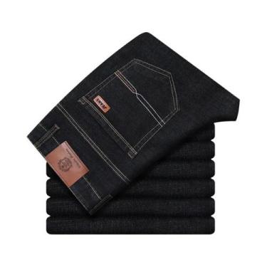 Imagem de Calças Jeans Masculinas Casuais Com Stretch, Clássicas Em Azul E Preto