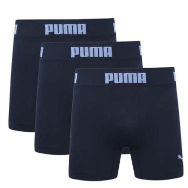 Imagem de Kit 3 Cuecas Puma Boxer Sem Costura Poliamida Respirável, Azul, m
