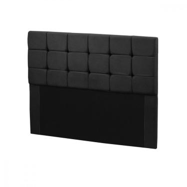Imagem de Cabeceira Para Cama Box Casal Julia Veludo Detalhe Com Botões 140x126x10cm Preto Star C...