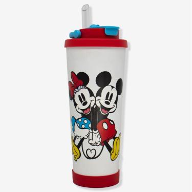 Imagem de Copo com Canudo Copo Spring com Mickey e Minnie para Bebidas em Aço Inoxidável com Base de Silicone Preto