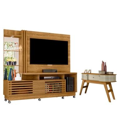 Imagem de Estante Home Theater Frizz Plus Cumaru Com Rodízios Com Aparador Estoril Cumaru Opala-...