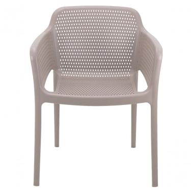 Imagem de Cadeira Gabriela 92151210 com Braços em Plástico Encosto Vazado Empilhável Até 4 Peças Camurca