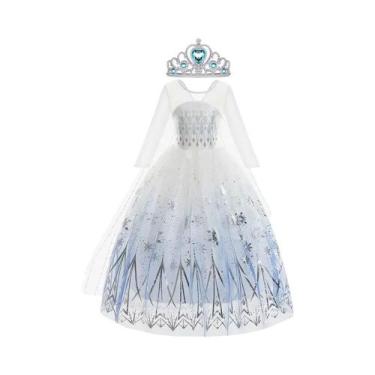 Imagem de Vestido De Princesa Elsa Da Disney Para Meninas, Vestido Branco De Ren