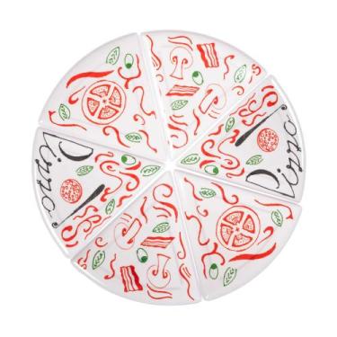 Imagem de Jogo de 6 pratos para pizza em melamina Drativo Branco -L Hermitage - 
