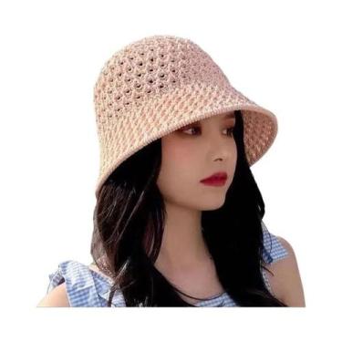 Imagem de Chapéu De Sol Feminino De Palha Panamá Com Aba Larga E Maleável Para V