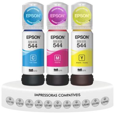 Imagem de Kit Tintas Ciano Amarela Magenta Original Epson T544 Compatível L1110 