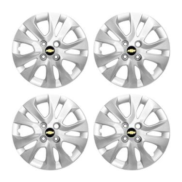 Imagem de Jogo Calota Aro 15 Onix/prisma 2020 Prata Emblema Resinado - GFM, Pret