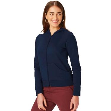 Imagem de Jaqueta Feminina Moletom Flanelado com Capuz Malwee - AZUL MARINHO - GG-Feminino