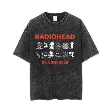 Imagem de Camiseta Unissex Oversized De Algodão Lavado Da Banda De Rock Radiohea