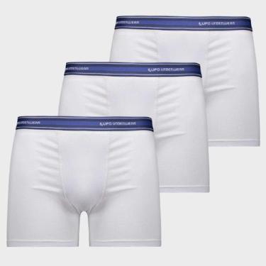 Imagem de Kit 3 Cuecas Lupo Boxer Algodão com Elastano Branca, P