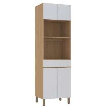Imagem de Paneleiro Torre 70 cm com 2 Nichos para Microondas 4 Portas e 1 Gaveta