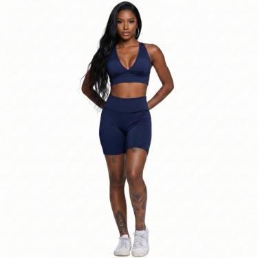 Imagem de Conjunto Top Com Bojo e Bermudinha Bella Fiore Roupa Para Academia Treino Moda Fitness...