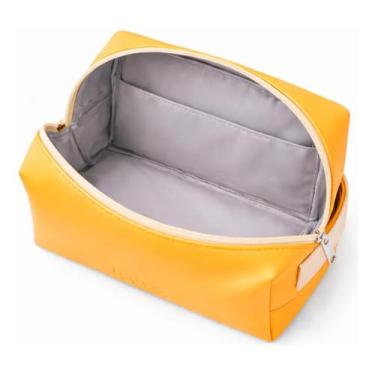 Imagem de Necessaire Impermeável Poliéster com Couro PU Alça Elástica e Zíper Co