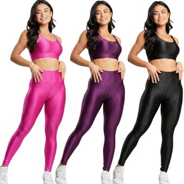 Imagem de KIT 3 Conjunto Fitness Top e Calça New Zig 3D Bella Fiore Roupa De Academia Treino Para...