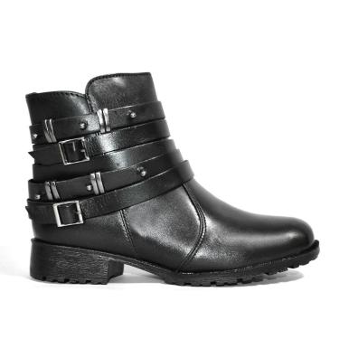 Imagem de Bota Godiva Cano Curto Couro Feminina Preta-Feminino