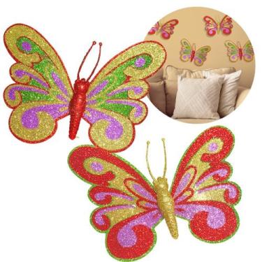 Imagem de Borboletas Brilhantes Douradas Kit com 8 Peças Decorativas - Monaliza 