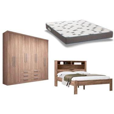 Imagem de Cama Casal Invicta + Colchão Ortobom D33 + Guarda Roupa Master 8.6 Ata