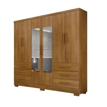 Imagem de Guarda Roupa Solteiro Com Espelho Com Pés 6 Portas 6 Gavetas - Encant-cumaru - Móveis N...
