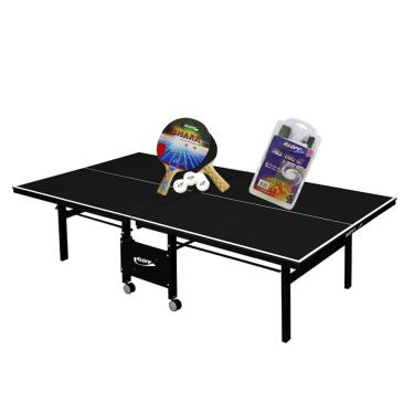 Imagem de MESA PING PONG MDF 18mm 1084 PRETA KLOPF + Kit Raquetes e Bolinhas + Rede Master