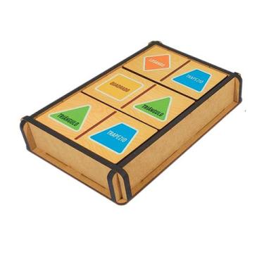 Imagem de Dominó Geométrico Brinquedo Educativo Pedagógico Raciocínio MDF - Mani