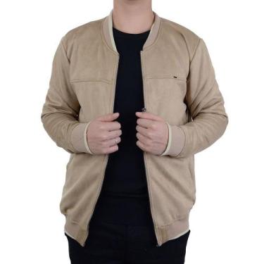 Imagem de Jaqueta Masculina Docthos Slim Bomber Suede Bege 736233, G, Bege