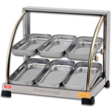 Imagem de Estufa vitrine aquecedor para salgados 6 bandejas dupla 220v - Marches