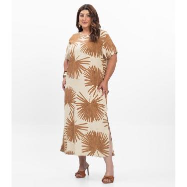 Imagem de Vestido Super Midi Feminino Plus Size Secert Glam Bege