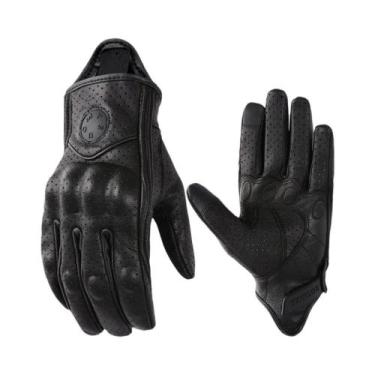 Imagem de Luvas De Couro Vintage Retrô Para Motocicleta Masculinas E Femininas, 