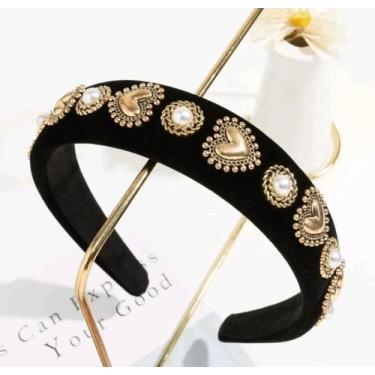 Imagem de Tiara preta com detalhes em dourado - MiluHadassah, Preto